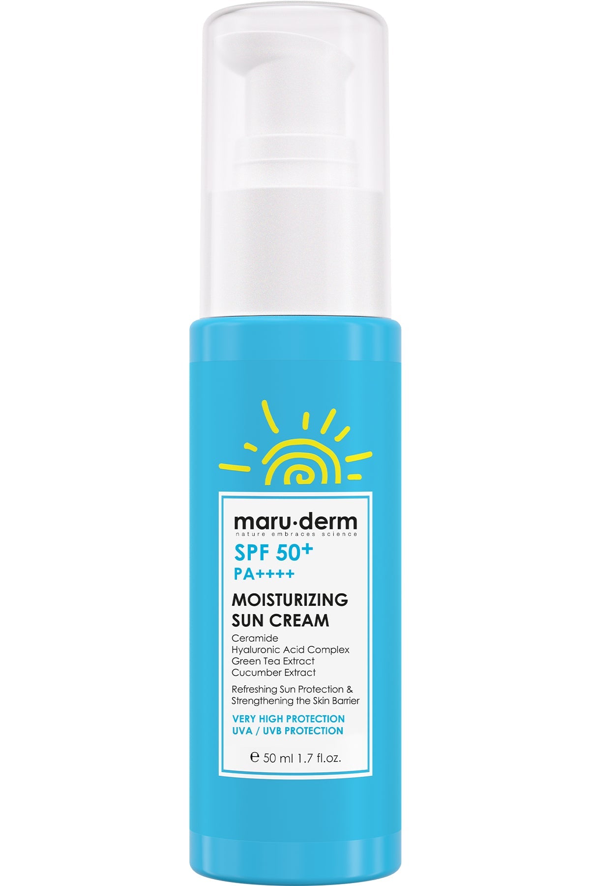 Maruderm SPF50+ PA++++ Crème Solaire Hydratante 50 ml – Protection Max & Peaux Sensibles