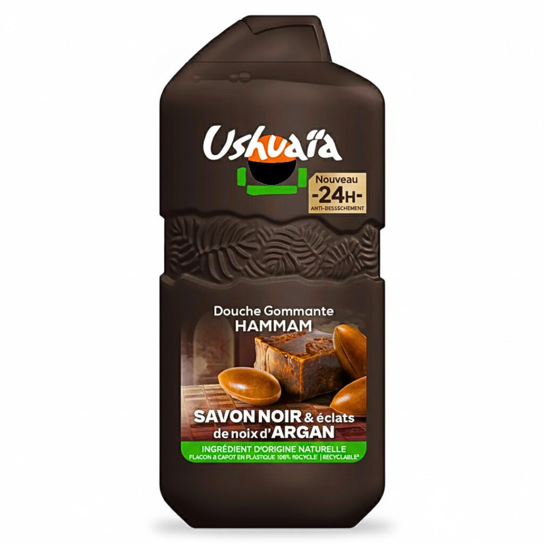 Ushuaia Douche Gommante Hammam Savon Noir 280ml