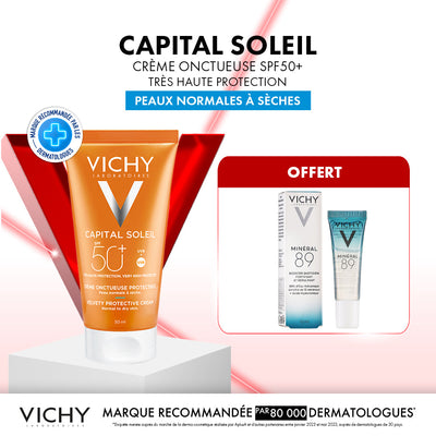 Vichy Capital Soleil Creme Onctueuse Peau Normale A Secehe SPF 50+ 50Ml - Mineral 89 10Ml Offert