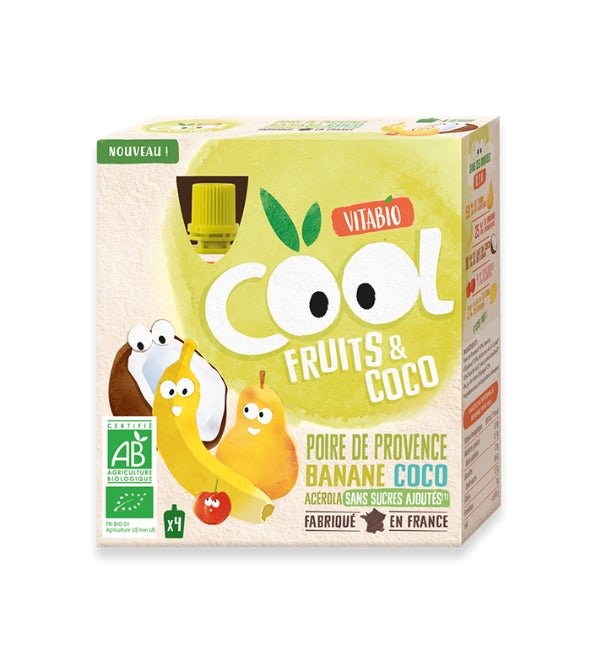 Vitabio Cool Fruits Pomme Poire Banane Coco 4 X 90G