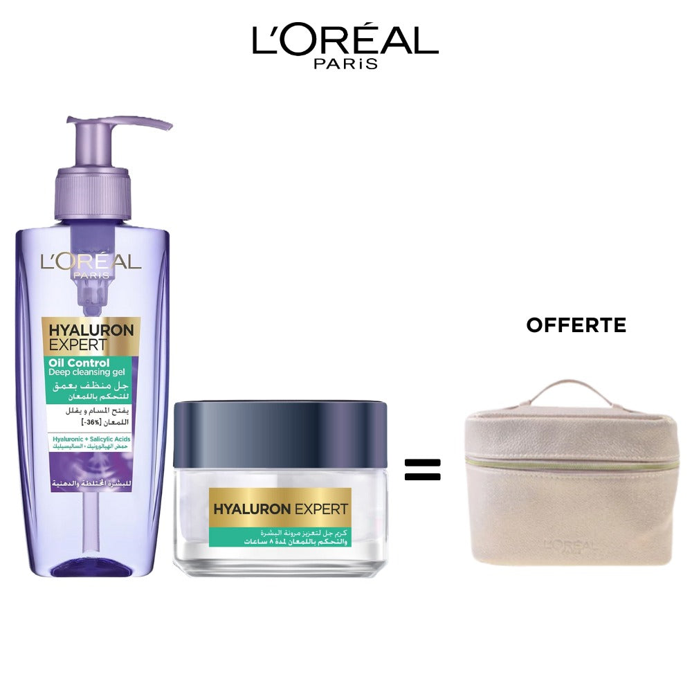 L'oréal paris hyaluron expert gel nettoyant oil control 200ml + hyaluron expert gel creme repulpant controle brillance 8h 50ml - Vanity OFFERTE