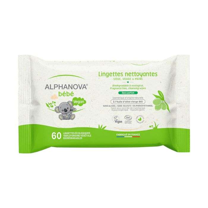 Alphanova Bebe Lingettes Nettoyantes 60 Unites