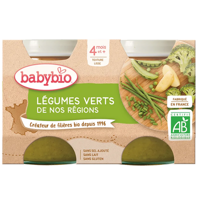 Babybio Légumes Verts 2x130g 4m+