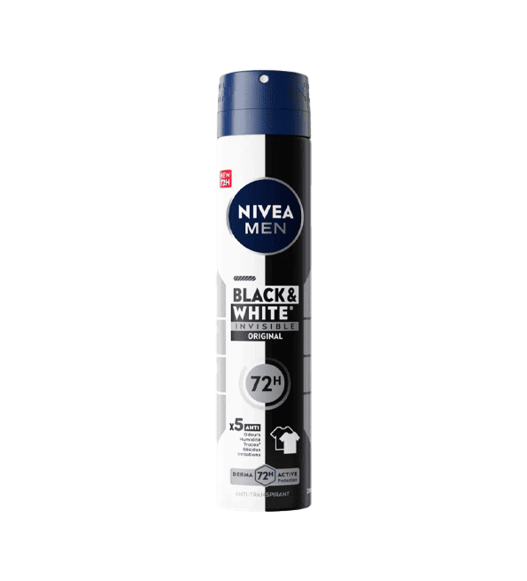 NIVEA MEN Déodorant Spray Original Black & White 200ml – Protection 48h Sans Traces & Fraîcheur Longue Durée