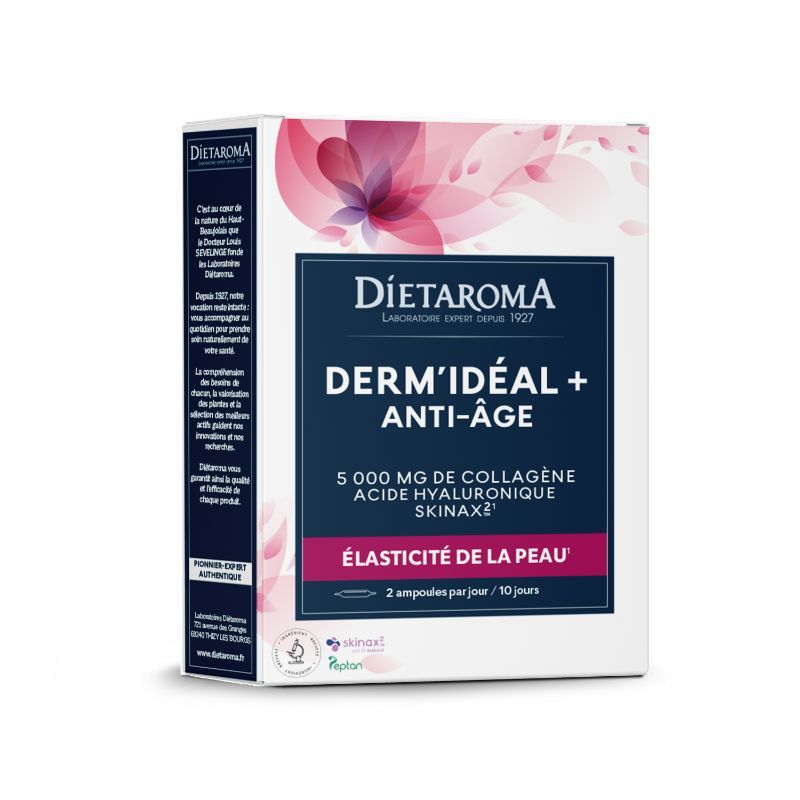 DIETAROMA DermIdéal + anti-âge 5000MG COLLAGÈNE ACIDE HYALURONIQUE SKINAX2 20 ampoules