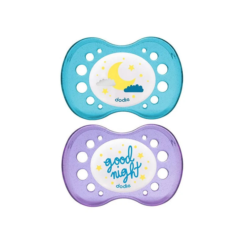 Dodie Sucette Anatomique A2 +18M Duo Nuit Good Night / Lune Sans Anneau