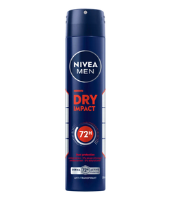 NIVEA MEN Déodorant Spray Dry Impact 72h 200ml – Protection Anti-Transpirante Longue Durée