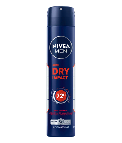 NIVEA MEN Déodorant Spray Dry Impact 72h 200ml – Protection Anti-Transpirante Longue Durée