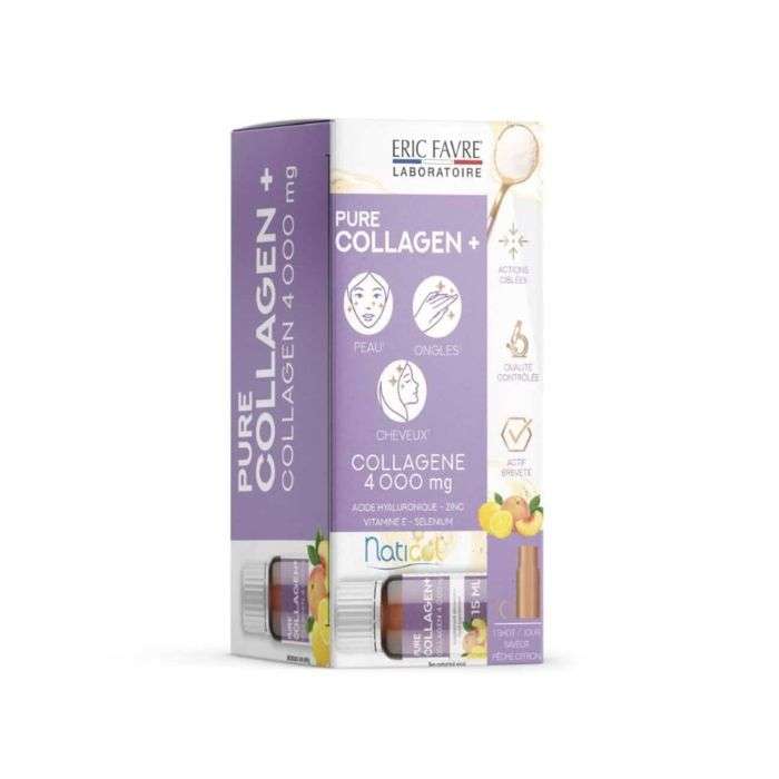 Eric Favre Pure Collagen + Formule Liquide Pêche – Citron (10 unicadoses® de 15ml)
