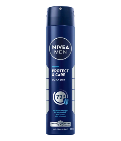 NIVEA MEN Déodorant Spray Protect & Care 72h 200ml – Protection, Soin & Fraîcheur Longue Durée