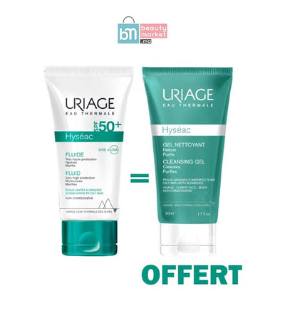 Uriage hyseac fluid spf50 50ml - gel nettoyant 50ml offert