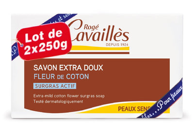 Rogé Cavaillès Savon Surgras Extra-Doux Fleur de Coton 2×250 g – Peaux Sensibles & Sécheresse