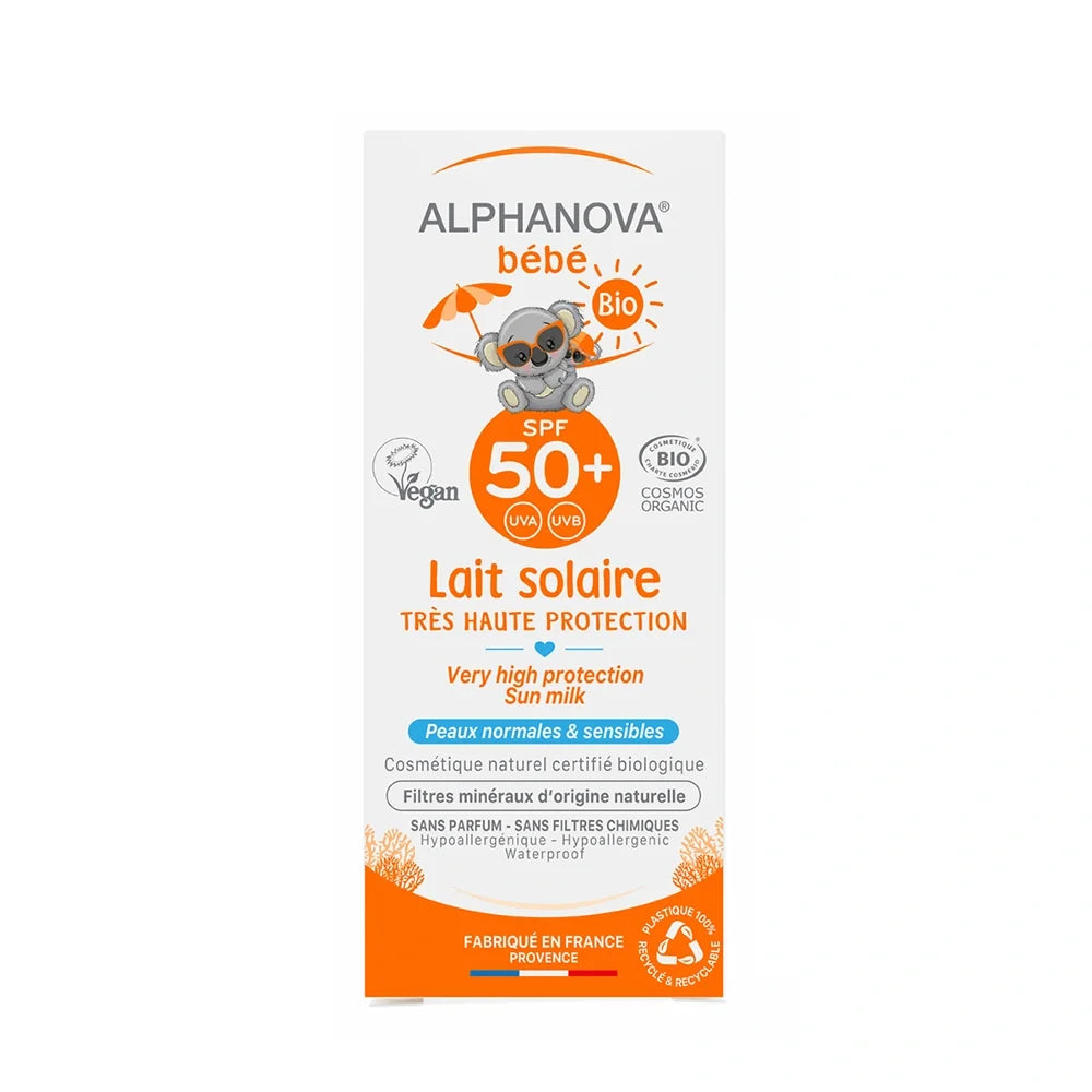 Alphanova Crème solaire bébé certifiée bio SPF 50+ hypoallergénique