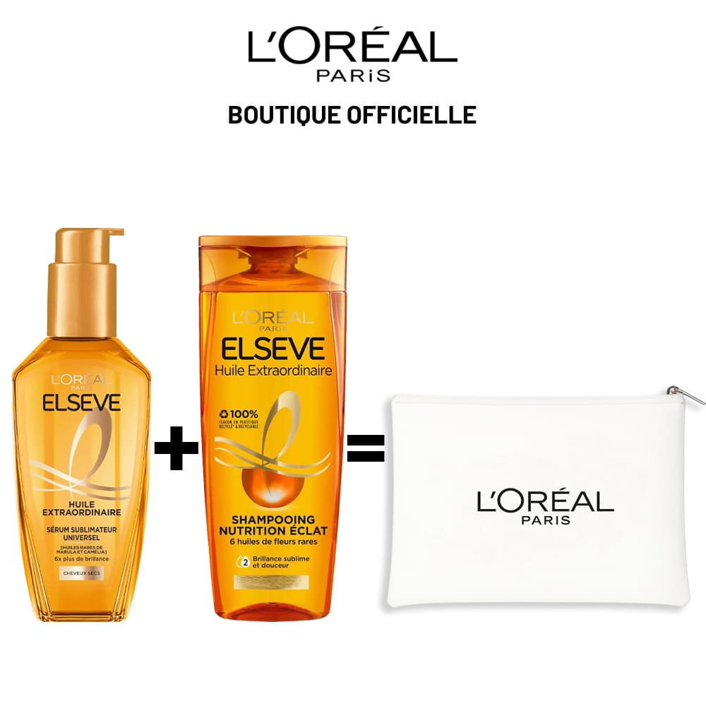 L'Oréal Paris Elseve Huile Extraordinaire 100Ml - Shampooing 200Ml + Trousse Offerts