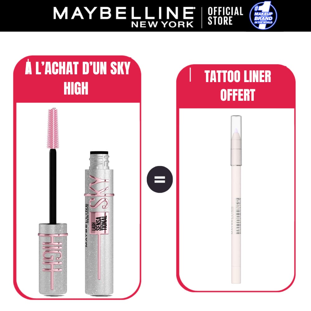 MAYBELLINE Sky High Mascara Cils sensationnal Space Diamond + TATTOO LINER SHARPENABLE CRAYON GEL STARDUST CHROME 821
