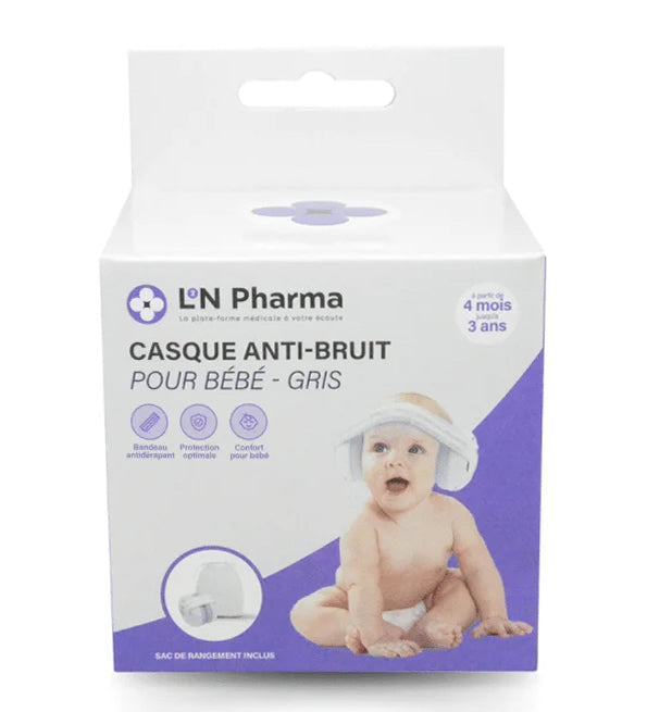 L2N Pharma Casque bébé réducteur de bruits dès 4mois Sac de rangement inclus