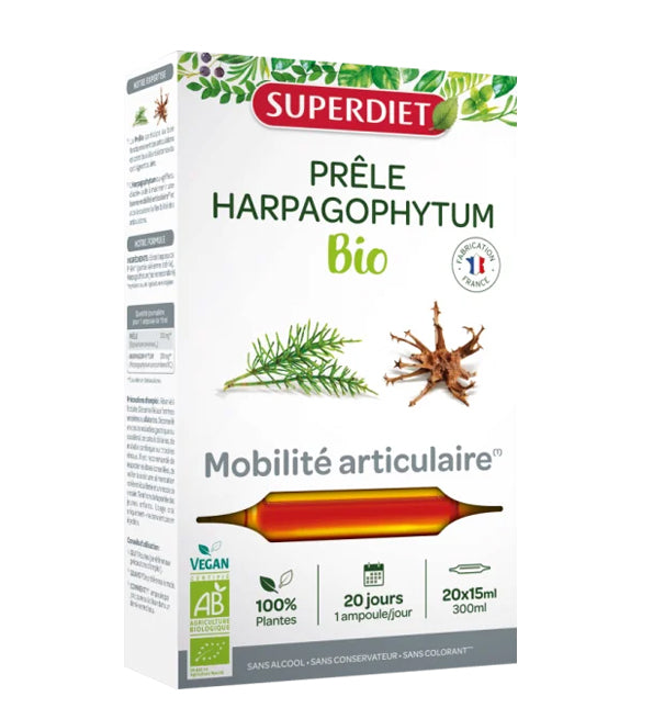 Superdiet Prêle Harpagophytum Bio 20 Ampoules