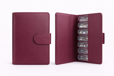 Anycare Pilulier Premium 4×7 Jours Bordeaux – Organisation Médicaments