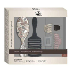 Wet Brush Pro Graphic Monochrome Style Set – Coffret Brosse & Accessoires de Coiffage Professionnel