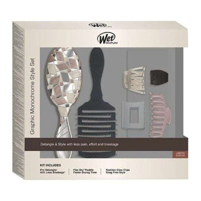 Wet Brush Pro Graphic Monochrome Style Set – Coffret Brosse & Accessoires de Coiffage Professionnel