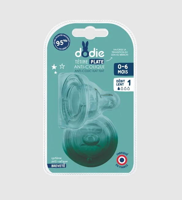 Dodie Tétine Plate Sens + Anti Colique D1 + 18M X2